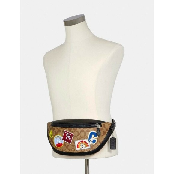 Coach X Peanuts Warren Belt Bag Signature Canvas With Varsity Patches NWT $350 - Picture 10 of 12